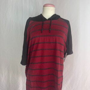 Burnside Court Striped Short Sleeve Hoodie - Men's Burgundy